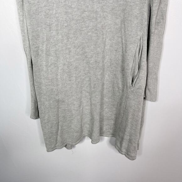 Leith M Heather Gray Cotton Wool Blend Open Front Long Length Cardigan Sweater - Picture 6 of 10